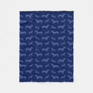Cute navy blue dachshund pattern fleece blanket