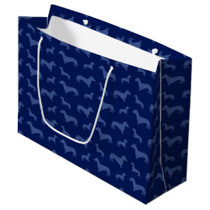 Cute navy blue dachshund pattern large gift bag