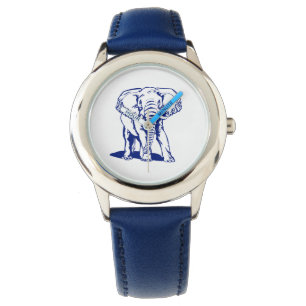 Cute  Navy Blue Elephant Line Drawing Watch