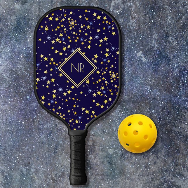 Cute Navy Blue Galaxy Stars Celestial Customisable Pickleball Paddle (Creator Uploaded)