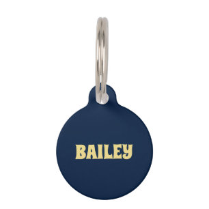 Cute navy blue gold custom Name Info dog cat Pet Tag