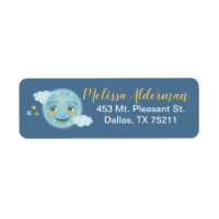 Cute Navy Blue Moon Return Address