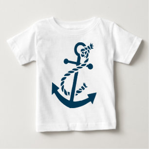Cute Navy Blue Nautical Boat Anchor Illustration Baby T-Shirt