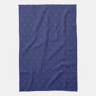 Cute navy blue white tiny polka dots elegant  tea towel