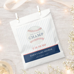 Cute Navy Our Little Champ Baseball Baby Shower Favour Bags