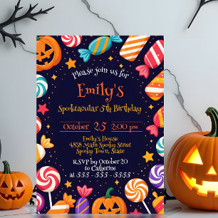 Cute Navy Spooktacular Candy Kids Birthday Invitation