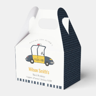 Cute Navy Yellow Police Car Kids Any Age Birthday Favour Box