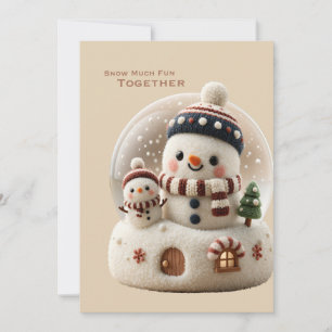 Cute Needle Felted Snowman Snowglobe Invitation