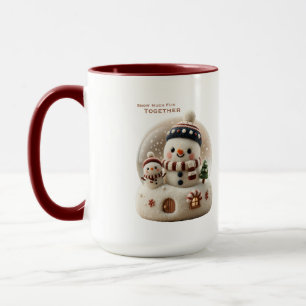 Cute Needle Felted Snowman Snowglobe Mug