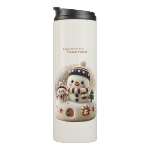 Cute Needle Felted Snowman Snowglobe Thermal Tumbler