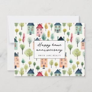 Cute Neighbourhood Happy Home Anniversary Realty Postcard