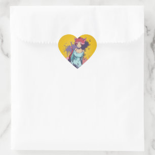 Cute Neko Girl  Heart Sticker