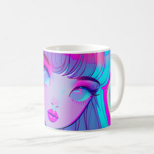 Cute Neon Anime Girl Coffee Mug