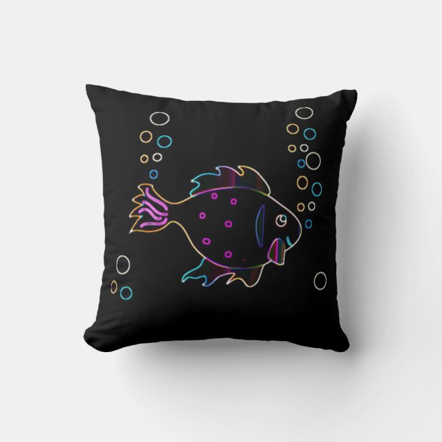Cute Neon Fish Pillow (Front)