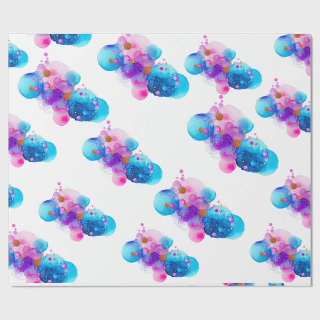 Cute Neon Galaxy Bubbles Pattern Wrapping Paper (Flat)