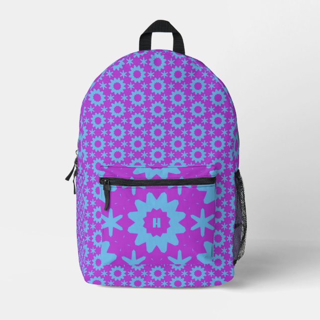 cute neon geometric pattern printed backpack (Front)