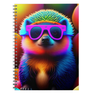 cute neon glasses hedgehog animal sunglasses funny notebook