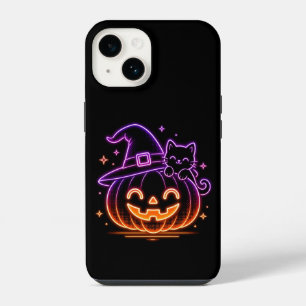 Cute Neon Halloween Pumpkin Cat Phone Case
