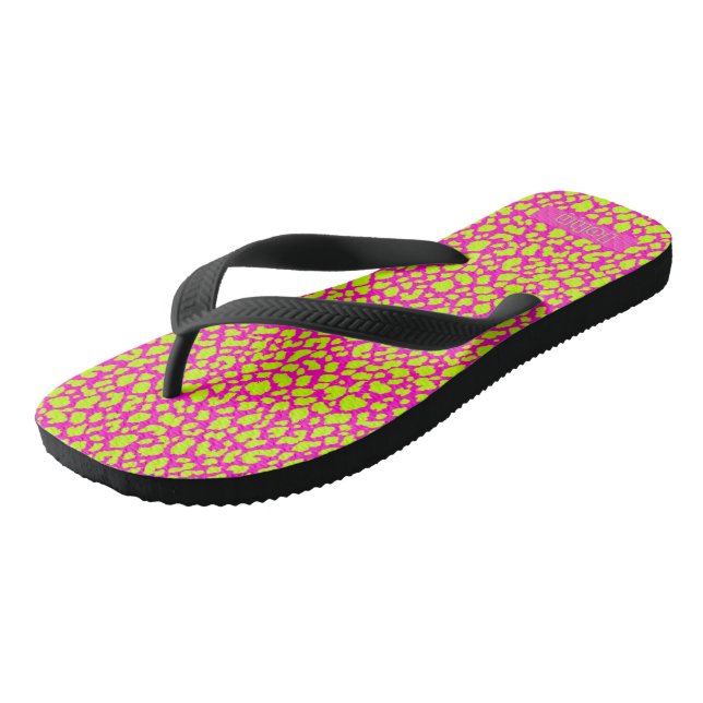 Cute Neon Hot Pink Abstract Sandals  (Angled)
