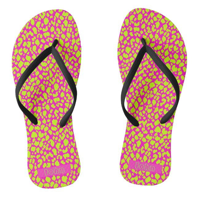 Cute Neon Hot Pink Abstract Sandals  (Footbed)