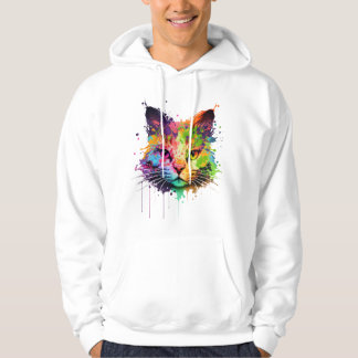 Cute Neon Ink Cat Hoodie