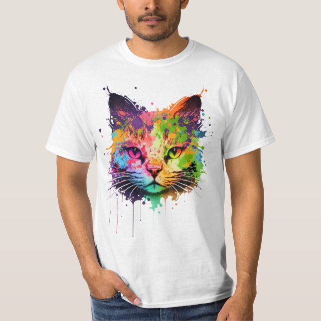 Cute Neon Ink Cat T-Shirt Hoodie (Front)
