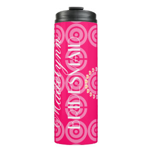 Cute Neon Pink Bridesmaid Party Favour Custom Thermal Tumbler