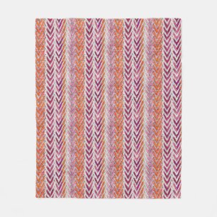 Cute neon pink orange chevron fleece blanket