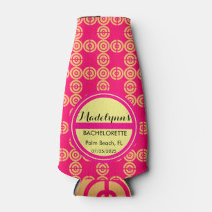 Cute Neon Pink Wedding Party Favour Personalised  Bottle Cooler