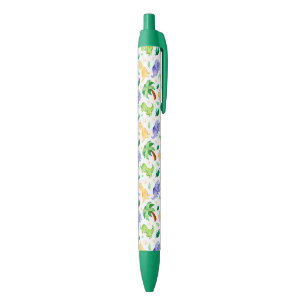 Cute Neon Watercolor Dinosaur Pattern Black Ink Pen