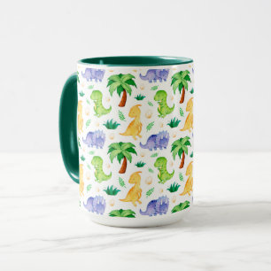Cute Neon Watercolor Dinosaur Pattern Mug