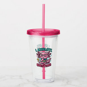 Cute Nerd Axolotl I Axolotl Questions Marks Meme Acrylic Tumbler