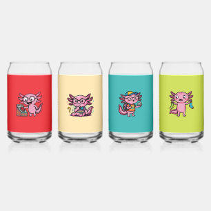 Cute Nerd Axolotl I Axolotl Questions Marks Meme Can Glass