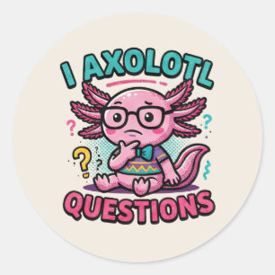 Cute Nerd Axolotl I Axolotl Questions Marks Meme Classic Round Sticker
