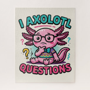 Cute Nerd Axolotl I Axolotl Questions Marks Meme Jigsaw Puzzle