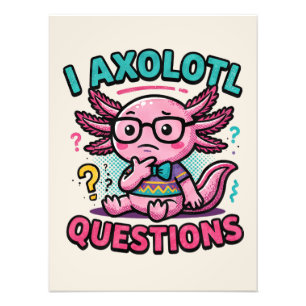 Cute Nerd Axolotl I Axolotl Questions Marks Meme Photo Print