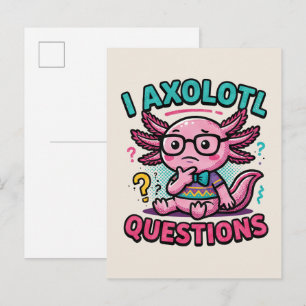 Cute Nerd Axolotl I Axolotl Questions Marks Meme Postcard