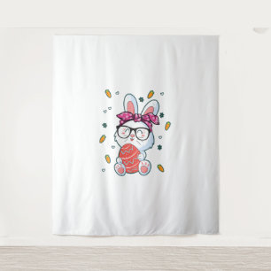 Cute Nerd Easter Day Bunny Funny Rabbit Graphic  Tapestry