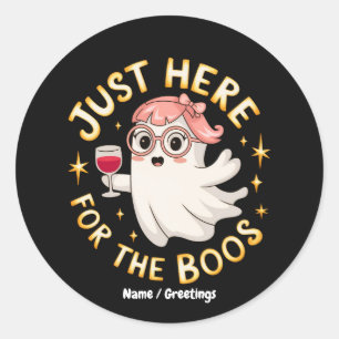 Cute Nerd Ghost Halloween Drinking Pun Design Classic Round Sticker