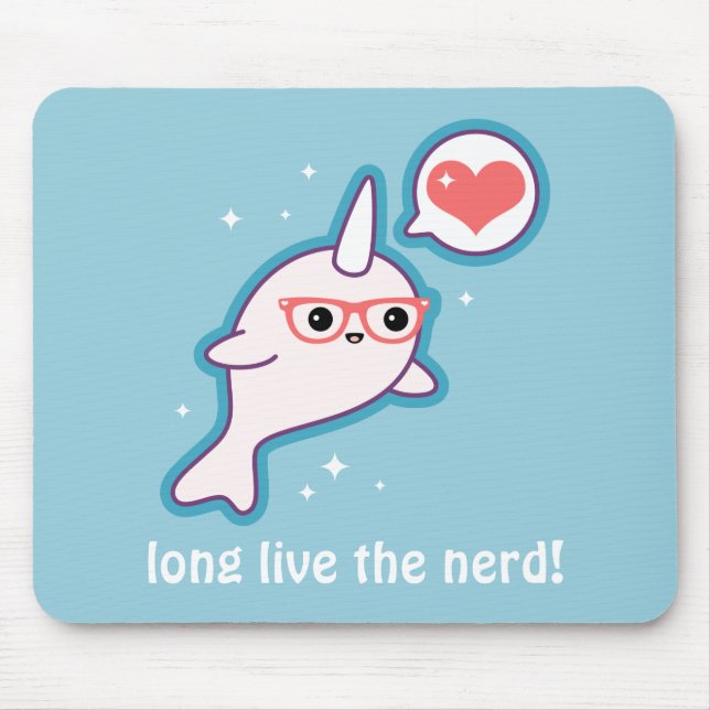 Cute Nerd Narwhal Mouse Mat (Front)