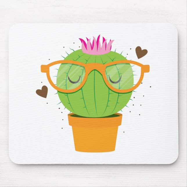 cute nerdy cactus mouse mat (Front)
