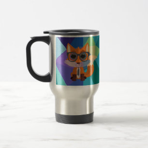 Cute Nerdy Fox Blue Purple Abstract Modern Travel Mug