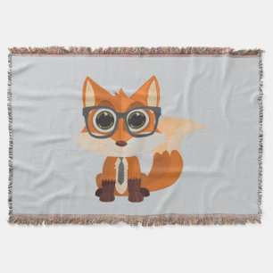 Cute Nerdy Fox Cosy Cartoon Kawaii Animal Comfort Throw Blanket