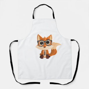 Cute Nerdy Fox Kawaii Cartoon Kitchen Aesthetic Apron