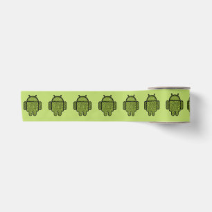Cute Nerdy Green Android Robot Satin Ribbon