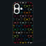Cute Nerdy Hipster Glasses Pattern Colourful Black iPhone 16 Case<br><div class="desc">A cute and nerdy iPhone 16 case with a colourful hipster eye glasses pattern on a black background. Ideal for bookworms,  geeks,  opticians,  and more!</div>