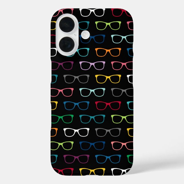 Cute Nerdy Hipster Glasses Pattern Colourful Black Case-Mate iPhone Case (Back)