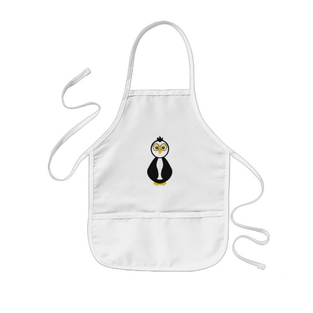 Cute Nerdy Penguin Kids Apron (Front)