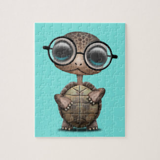 Cute Nerdy Turtle Wearing Glasses Jigsaw Puzzle
