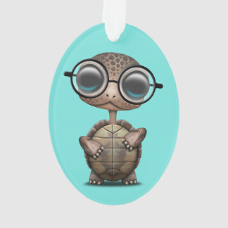 Cute Nerdy Turtle Wearing Glasses Ornament